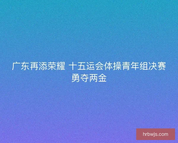广东再添荣耀 十五运会体操青年组决赛勇夺两金